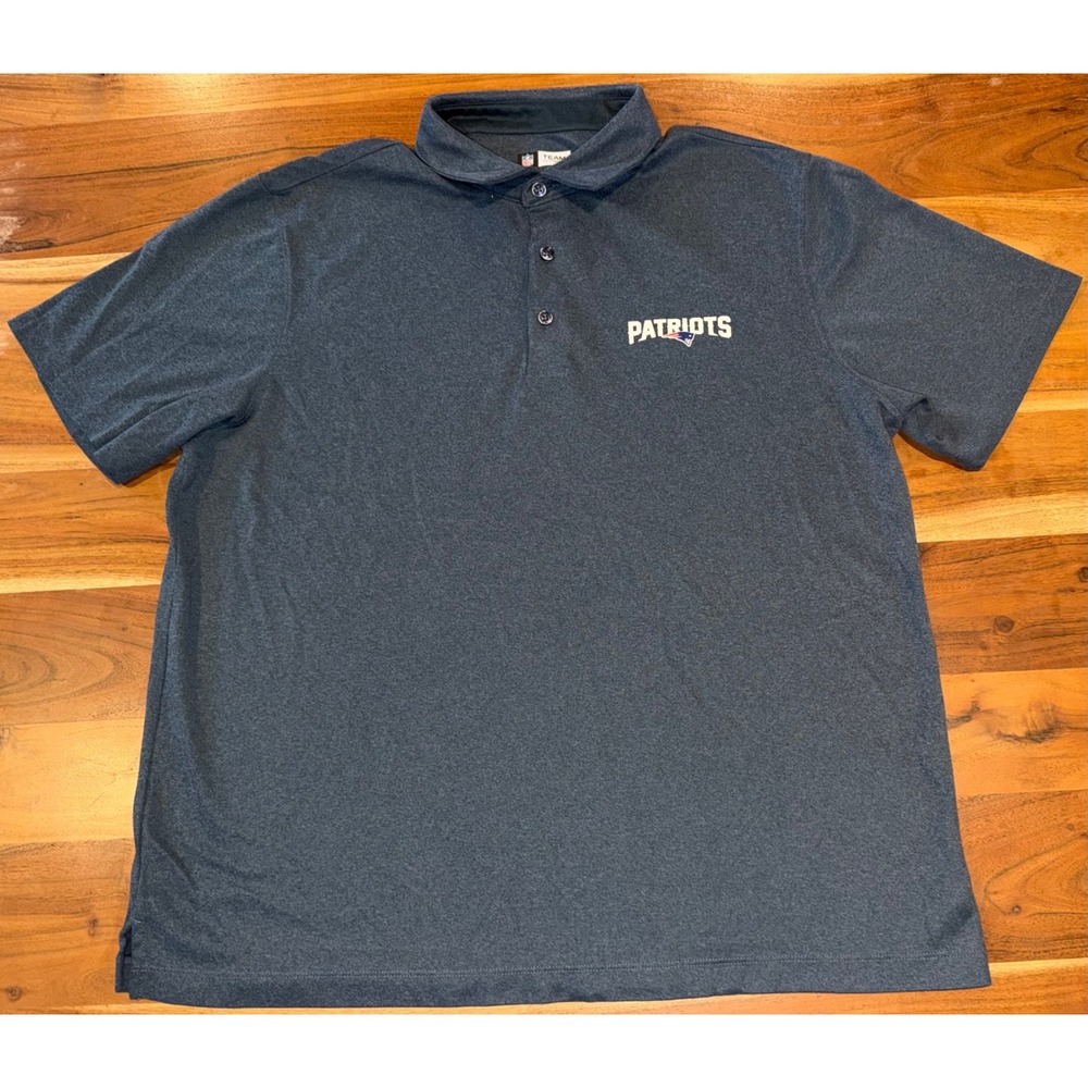 NFL Team Apparel New England Patriots Polo Shirt Mens XL Gray Short Sleeve Logo